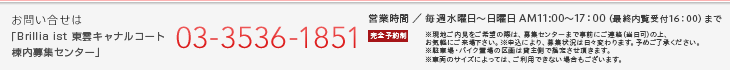 䤤礻ϡBrillia ist ʥ륳 罸󥿡 03-3536-1851 ĶȻ֡11:0017:00Ķͽ 罸󥿡ˤäξ塢ͽ󤯤